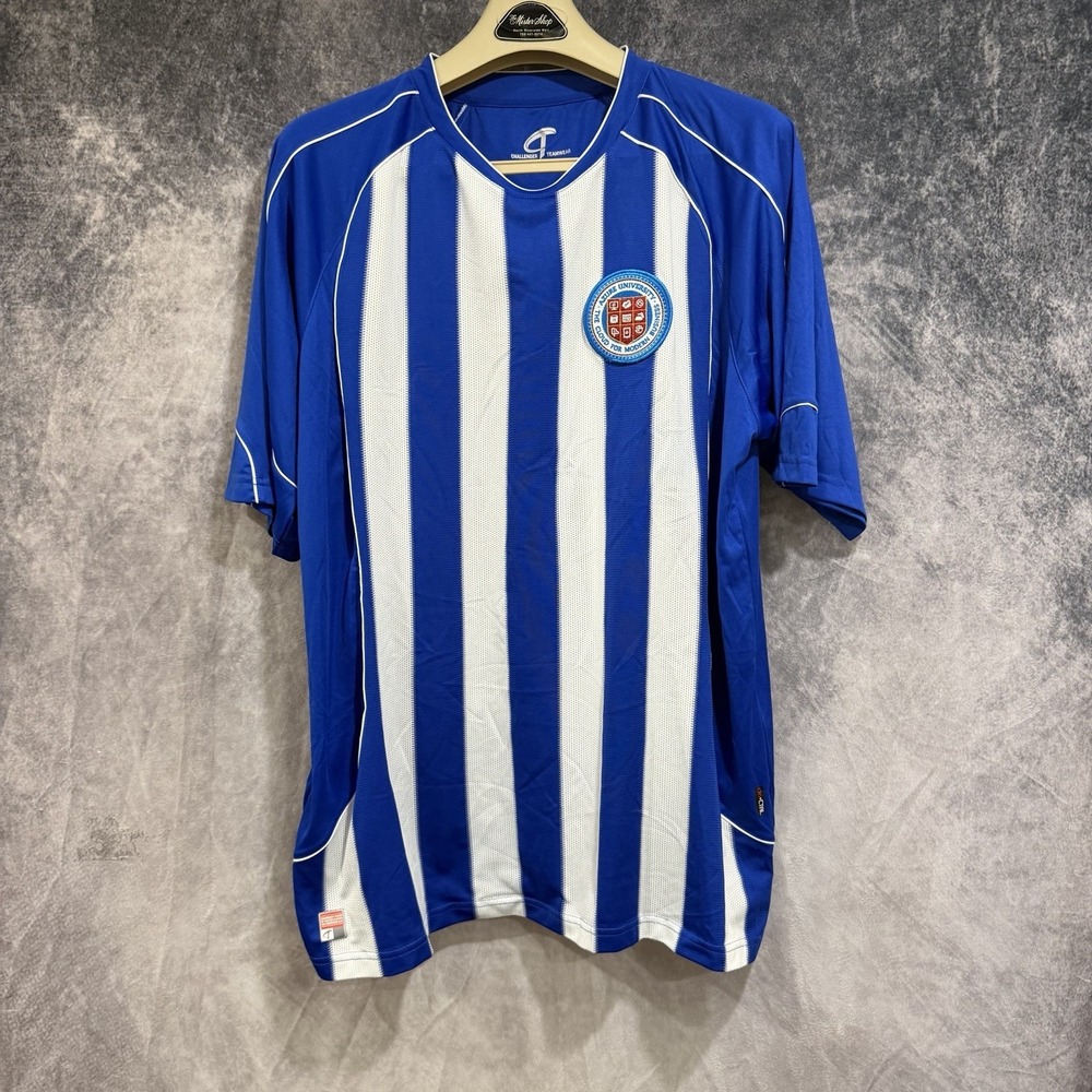 Azure University Short Sleeve Soccer Jersey Blue White Striped Unisex XL Shirt